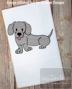 Dachshund dog sketch machine embroidery design