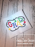 Grad word graduation machine embroidery design