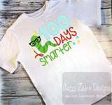 100 days smarter saying with bookworm machine embroidery design
