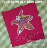 Hula Girl Starfish appliqué machine embroidery design