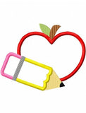 Heart Apple and Pencil appliqué machine embroidery design