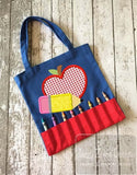 Heart Apple and Pencil appliqué machine embroidery design