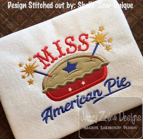 Miss American Pie appliqué machine embroidery design