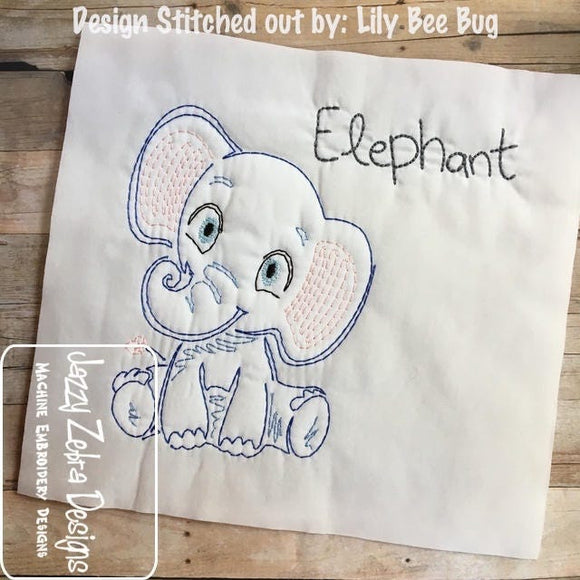 Baby Elephant vintage stitch machine embroidery design