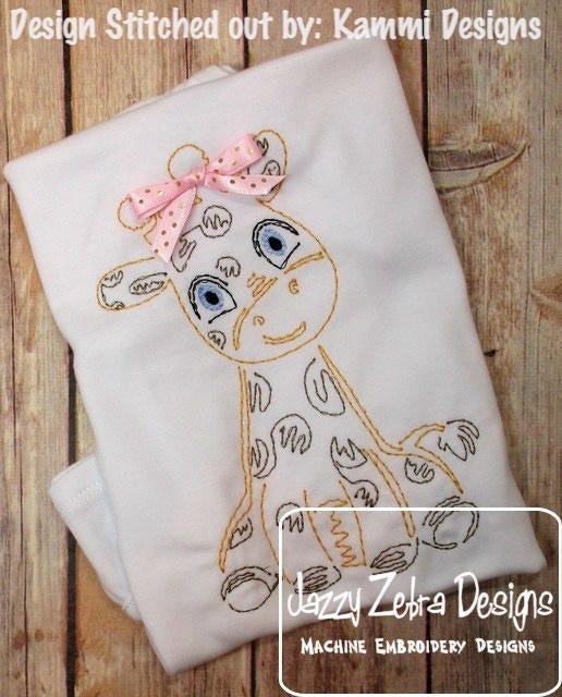 Baby Giraffe vintage stitch machine embroidery design