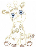 Baby Giraffe vintage stitch machine embroidery design