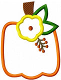 Pumpkin with flower appliqué machine embroidery design
