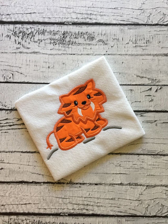 Saber toothed tiger appliqué machine embroidery design