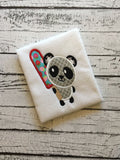 Panda with popsicle appliqué machine embroidery design