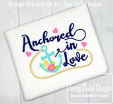Anchored in Love saying machine embroidery design