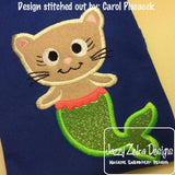 Mermaid Cat appliqué machine embroidery design
