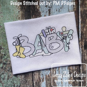 Baby word sketch machine embroidery design