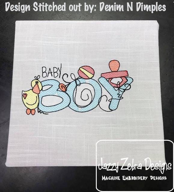 Baby Boy sketch machine embroidery design