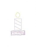 1st birthday saying birthday candle shabby chic bean stitch appliqué machine embroidery design