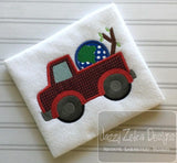 Truck with earth and tree branch Earth Day appliqué machine embroidery design