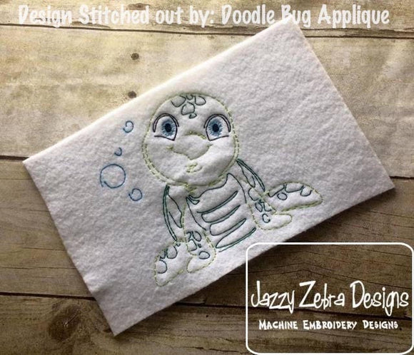 Baby Sea Turtle vintage stitch machine embroidery design