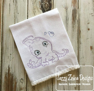 Baby Octopus vintage stitch machine embroidery design