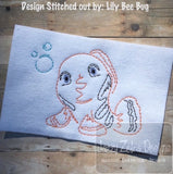 Baby Clownfish vintage stitch machine embroidery design