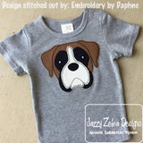 Boxer Dog raggedy edge bean stitch shabby applique machine embroidery design