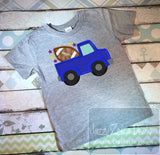 Truck with football and stars appliqué machine embroidery design
