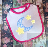 Moon and Stars appliqué machine embroidery design