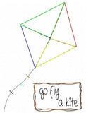 Go fly a kite saying kite shabby chic bean stitch appliqué machine embroidery design