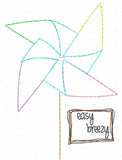 Easy Breezy saying pinwheel shabby chic bean stitch applique machine embroidery design