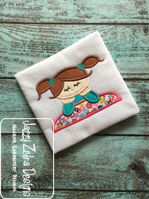 Sleepover Girl appliqué machine embroidery design