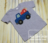 Truck with firecrackers appliqué machine embroidery design