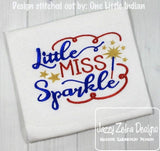 Little Miss Sparkle saying Patriotic machine embroidery design