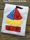 Let's set sail saying sail boat shabby chic bean stitch applique machine embroidery design