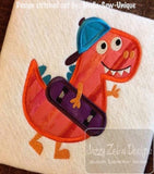 Dinosaur with skateboard applique machine embroidery design