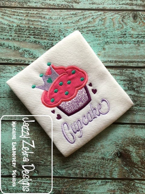 Princess cupcake applique machine embroidery design