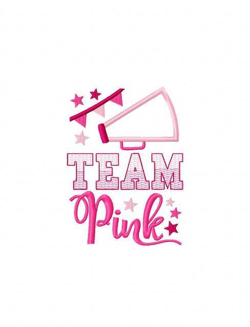 Team Pink baby reveal applique machine embroidery design