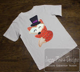 Fox wearing top hat appliqué machine embroidery design