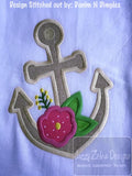 Anchor with flower appliqué machine embroidery design