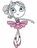 Swirly Girl Ballerina sketch machine embroidery design