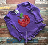 Girl Apple appliqué machine embroidery design