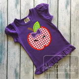 Girl Apple appliqué machine embroidery design