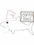 Santa Jaws saying shark shabby chic bean stitch applique machine embroidery design