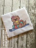 Girl Otter in inter tube sketch machine embroidery design