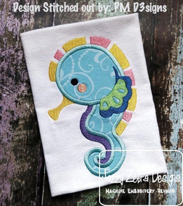 Seahorse appliqué machine embroidery design