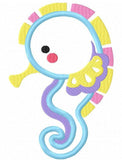 Seahorse appliqué machine embroidery design