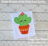 Girl Succulent/cactus appliqué machine embroidery design