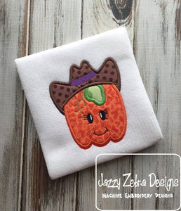 Cowgirl Pumpkin applique machine embroidery design