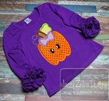 Girl Pumpkin applique machine embroidery design