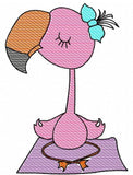 Flamingo doing yoga sketch machine embroidery design