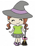 Little witch sketch machine embroidery design