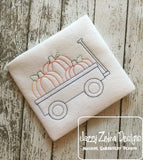 Pumpkins in wagon vintage stitch machine embroidery design