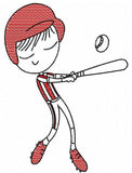 Swirly boy baseball sketch machine embroidery design